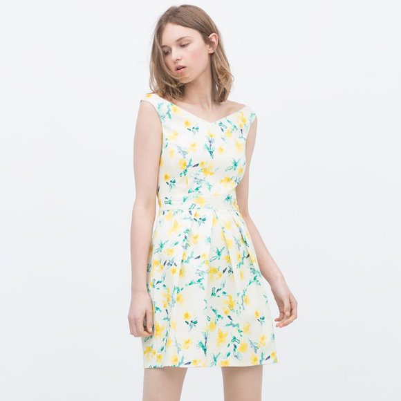 Zara Floral Print V-neck Dress